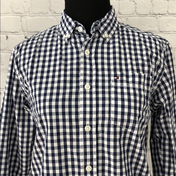 Tommy Hilfiger Checkered Button Down SZ M 12-14 - Picture 6 of 7
